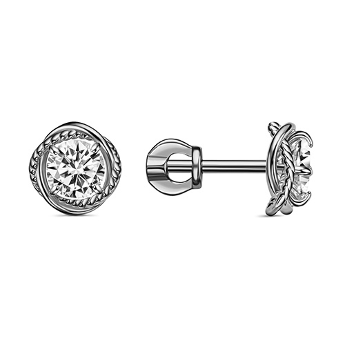 Серебряные cерьги пусеты (гвоздики) с фианитом