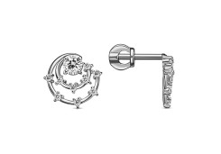 Серебряные cерьги пусеты (гвоздики) с фианитом