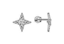 Серебряные cерьги пусеты (гвоздики) с фианитом