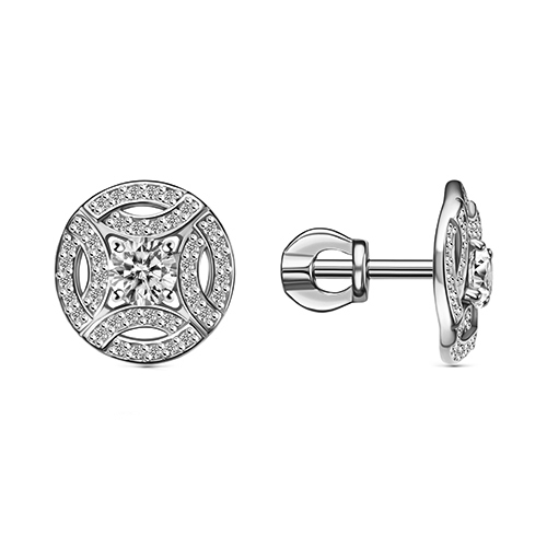 Серебряные cерьги пусеты (гвоздики) с фианитом