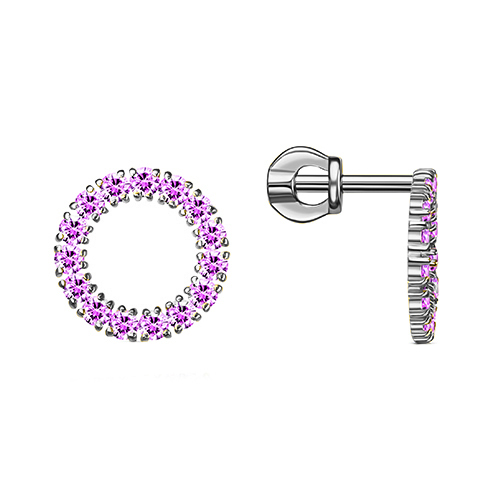 Серебряные cерьги пусеты (гвоздики) с фианитом