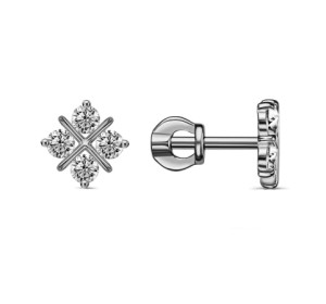 Серебряные cерьги пусеты (гвоздики) с фианитом