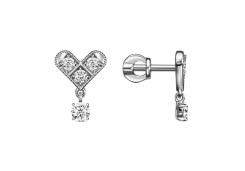 Серебряные cерьги пусеты (гвоздики) с фианитом