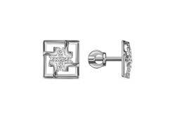 Серебряные cерьги пусеты (гвоздики) с фианитом