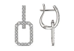 Серебряные cерьги висячие с фианитом