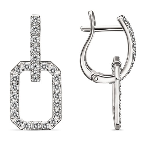 Серебряные cерьги висячие с фианитом