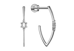 Серебряные cерьги пусеты (гвоздики) с фианитом