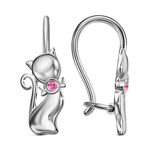 Серебряные cерьги классические с фианитом