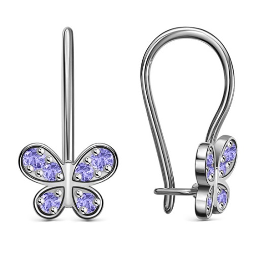 Серебряные cерьги классические с фианитом