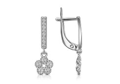 Серебряные cерьги висячие с фианитом