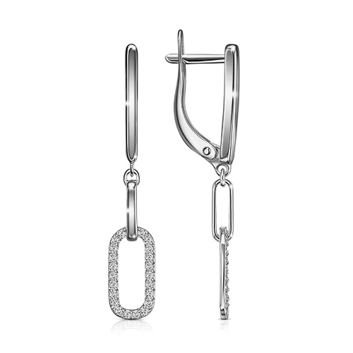 Серебряные cерьги висячие с фианитом