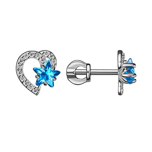 Серебряные cерьги пусеты (гвоздики) с фианитом