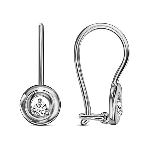 Серебряные cерьги классические с фианитом