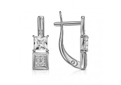 Серебряные cерьги классические с фианитом