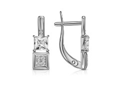 Серебряные cерьги классические с фианитом