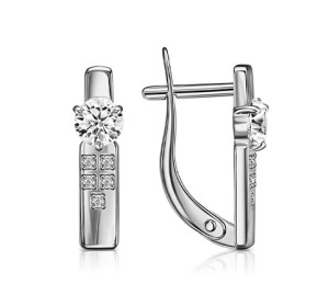 Серебряные cерьги с фианитом