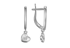 Серебряные cерьги висячие с фианитом