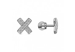 Серебряные cерьги пусеты (гвоздики) с фианитом
