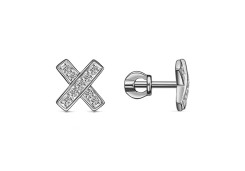 Серебряные cерьги пусеты (гвоздики) с фианитом