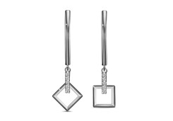 Серебряные cерьги висячие с фианитом