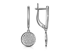 Серебряные cерьги висячие с фианитом