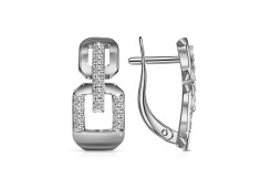 Серебряные cерьги классические с фианитом
