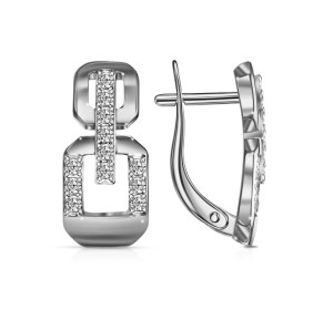 Серебряные cерьги классические с фианитом