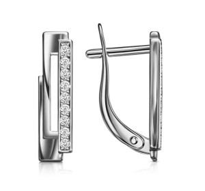 Серебряные cерьги классические с фианитом