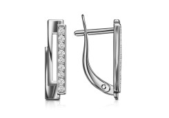 Серебряные cерьги классические с фианитом