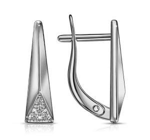 Серебряные cерьги классические с фианитом