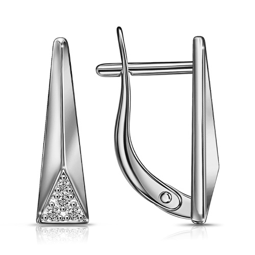 Серебряные cерьги классические с фианитом