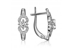 Серебряные cерьги классические с фианитом