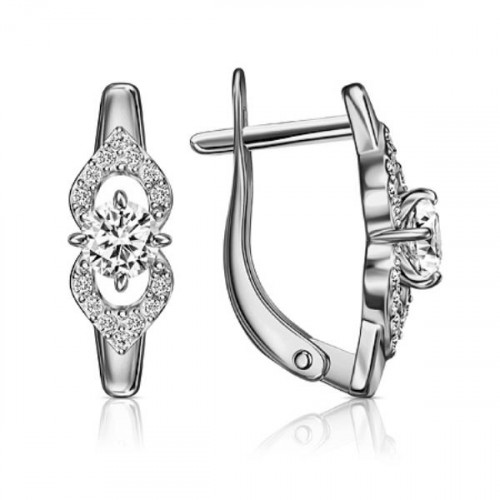 Серебряные cерьги классические с фианитом