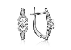 Серебряные cерьги классические с фианитом