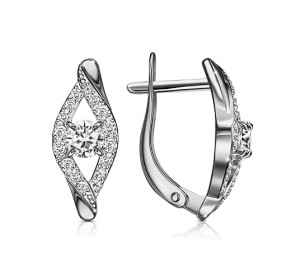 Серебряные cерьги классические с фианитом