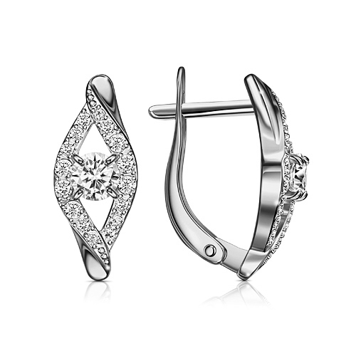 Серебряные cерьги классические с фианитом