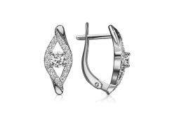 Серебряные cерьги классические с фианитом