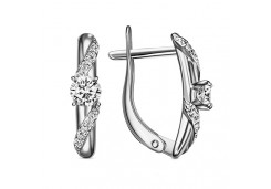 Серебряные cерьги классические с фианитом
