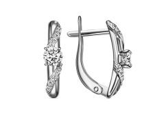 Серебряные cерьги классические с фианитом
