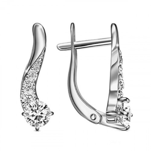 Серебряные cерьги классические с фианитом