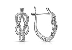 Серебряные cерьги классические с фианитом