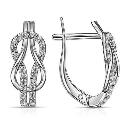 Серебряные cерьги классические с фианитом