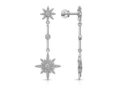 Серебряные cерьги пусеты (гвоздики) с фианитом