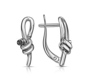 Серебряные cерьги классические с фианитом