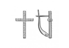 Серебряные cерьги классические с фианитом