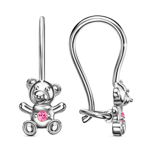 Серебряные cерьги классические с фианитом