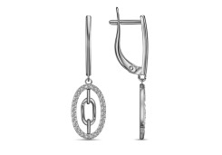 Серебряные cерьги висячие с фианитом