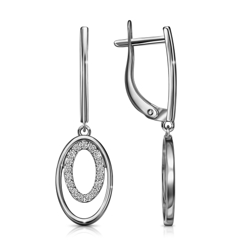 Серебряные cерьги висячие с фианитом