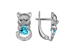 Серебряные cерьги классические с фианитом