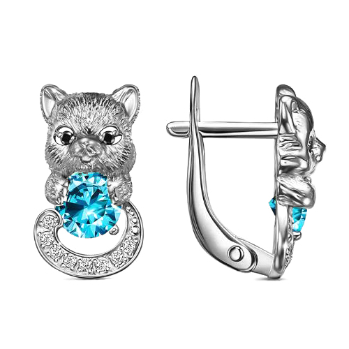 Серебряные cерьги классические с фианитом